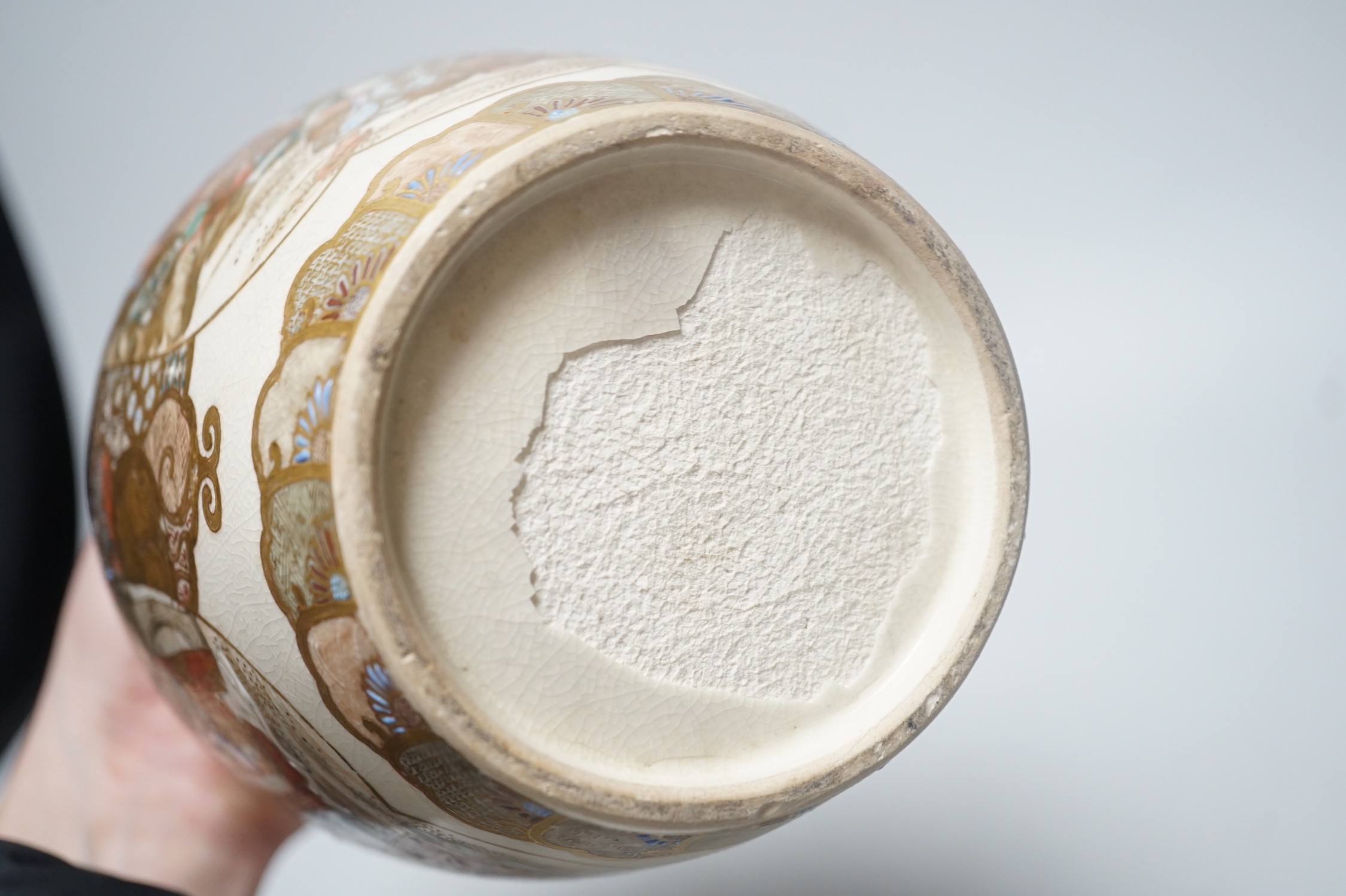 A Japanese Satsuma pot pourri jar and cover, Meiji period, 22cm tall